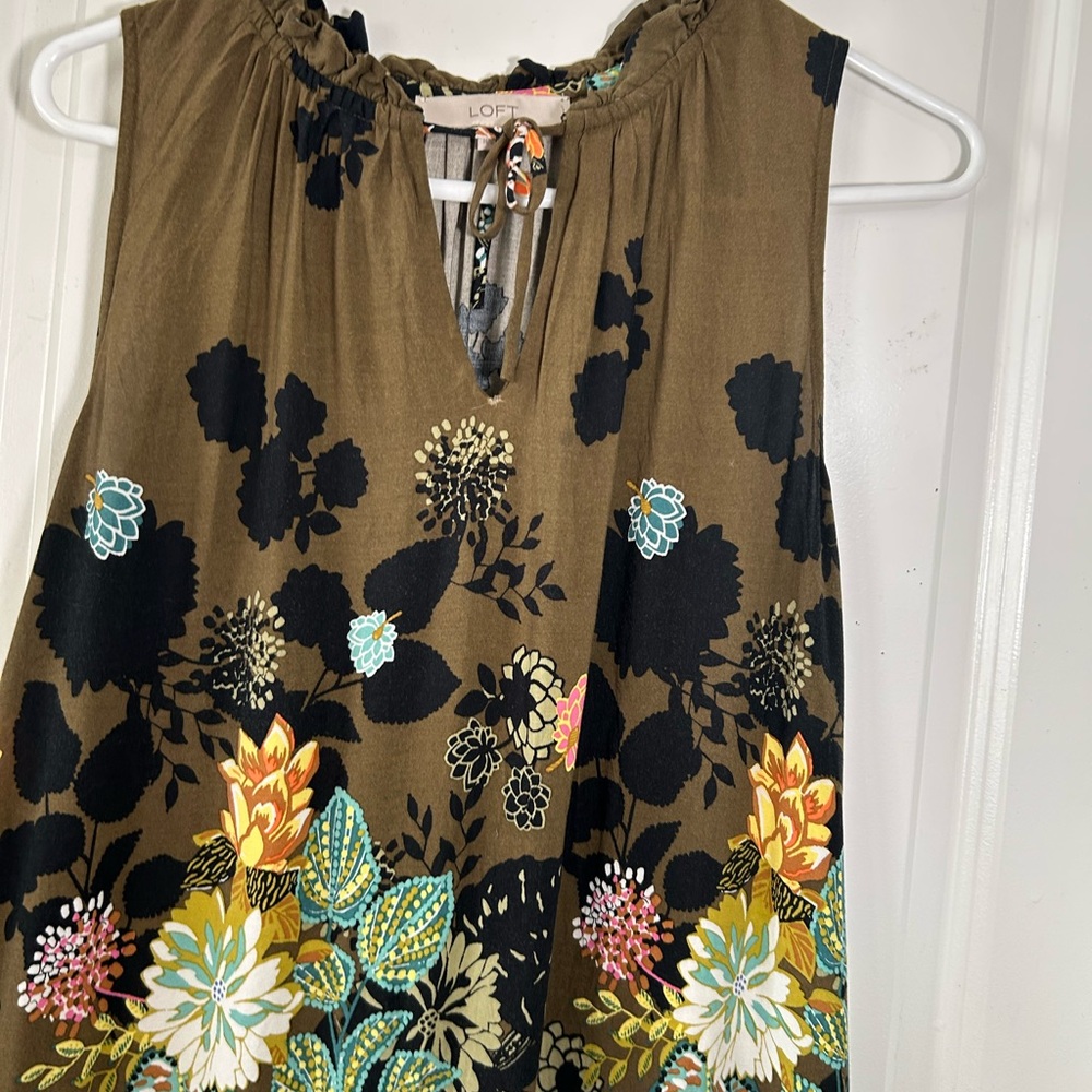 LOFT Olive and Multicolor Floral Dress - Picture 4 of 8